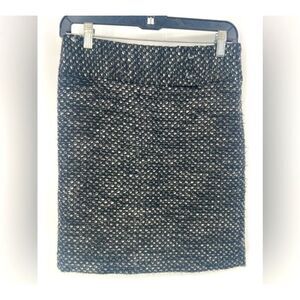 Ann Taylor Tweed Pencil Skirt Black White Textured‎ Office Wear